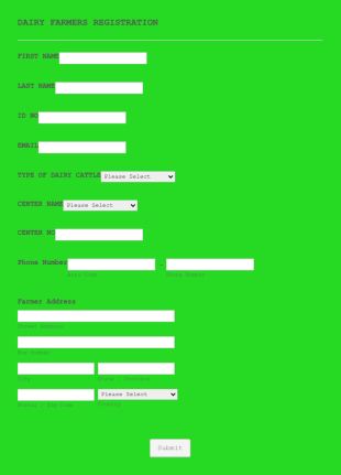 Daily Farmers Registration Form Template