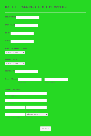 Daily Farmers Registration Form Template
