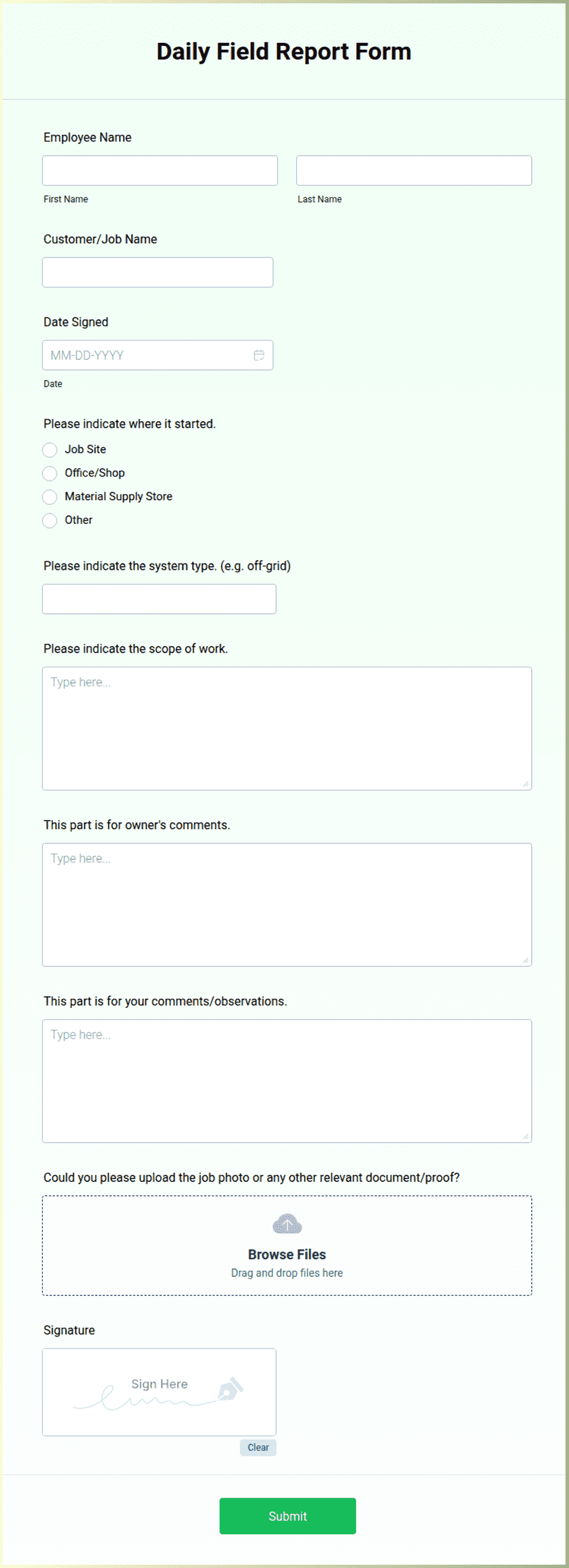 Field View Form Report.pdf Daily Field Report Form Template | Jotform