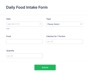 Daily Food Intake Form Template