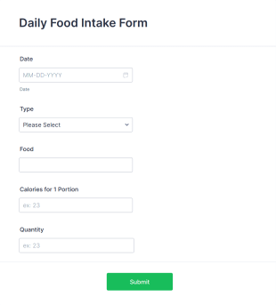 Daily Food Intake Form Template