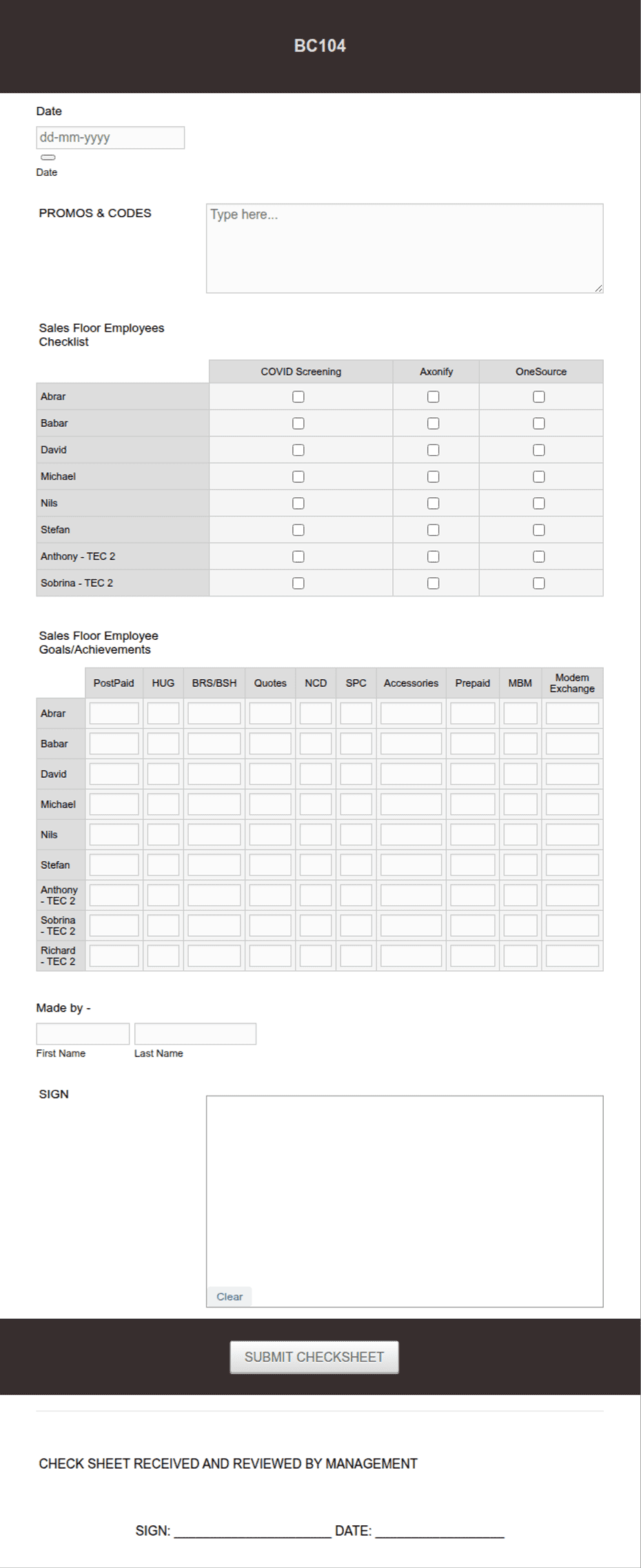 Daily Huddle Form Template | Jotform