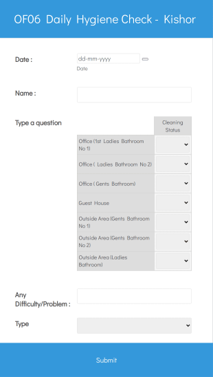 Daily Hygiene Check Form Template