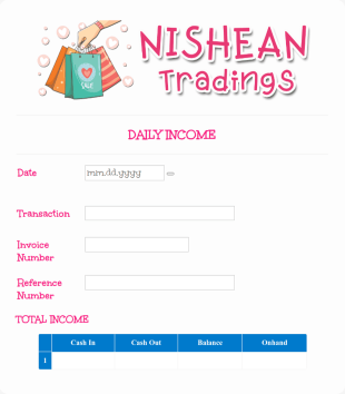 Daily Income Form Template
