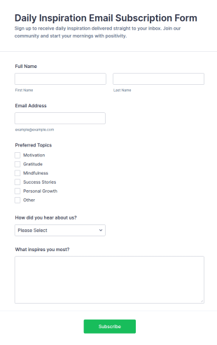 Daily Inspiration Email Subscription Form Template