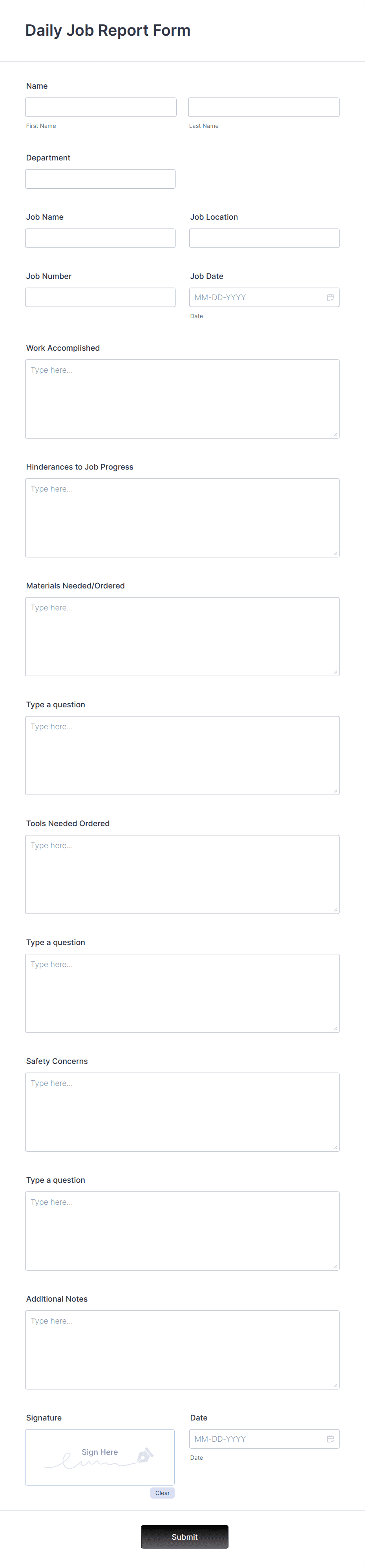 Daily Job Report Form Template | Jotform