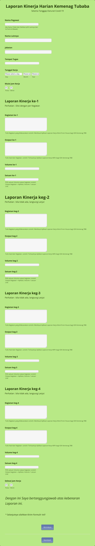 Daily Performance Report Form In Indonesian Form Template