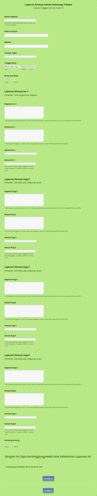 Daily Performance Report Form In Indonesian