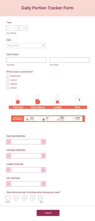 Daily Portion Tracker Form Template