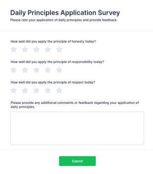 Daily Principles Application Survey Form Template