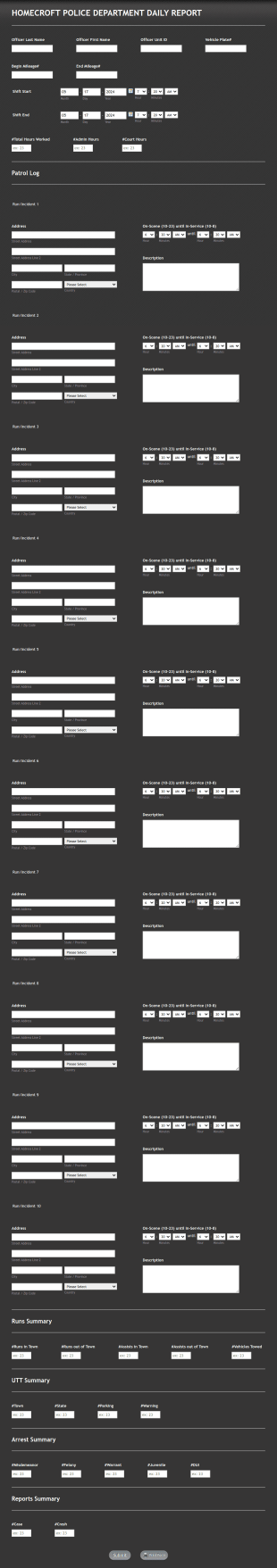 Law Enforcement Daily Report Form Template
