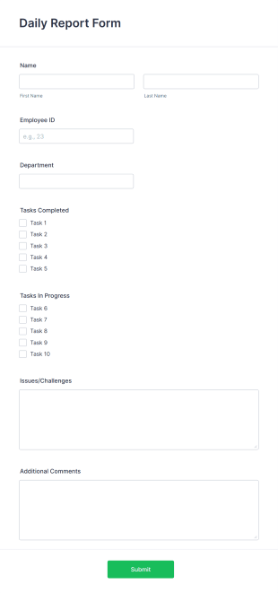 Daily Report Form Template