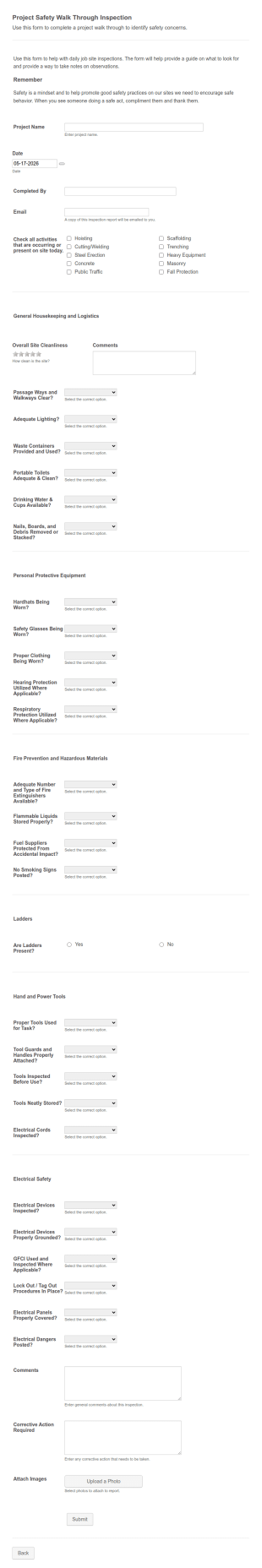 Daily Safety Inspection Form Template