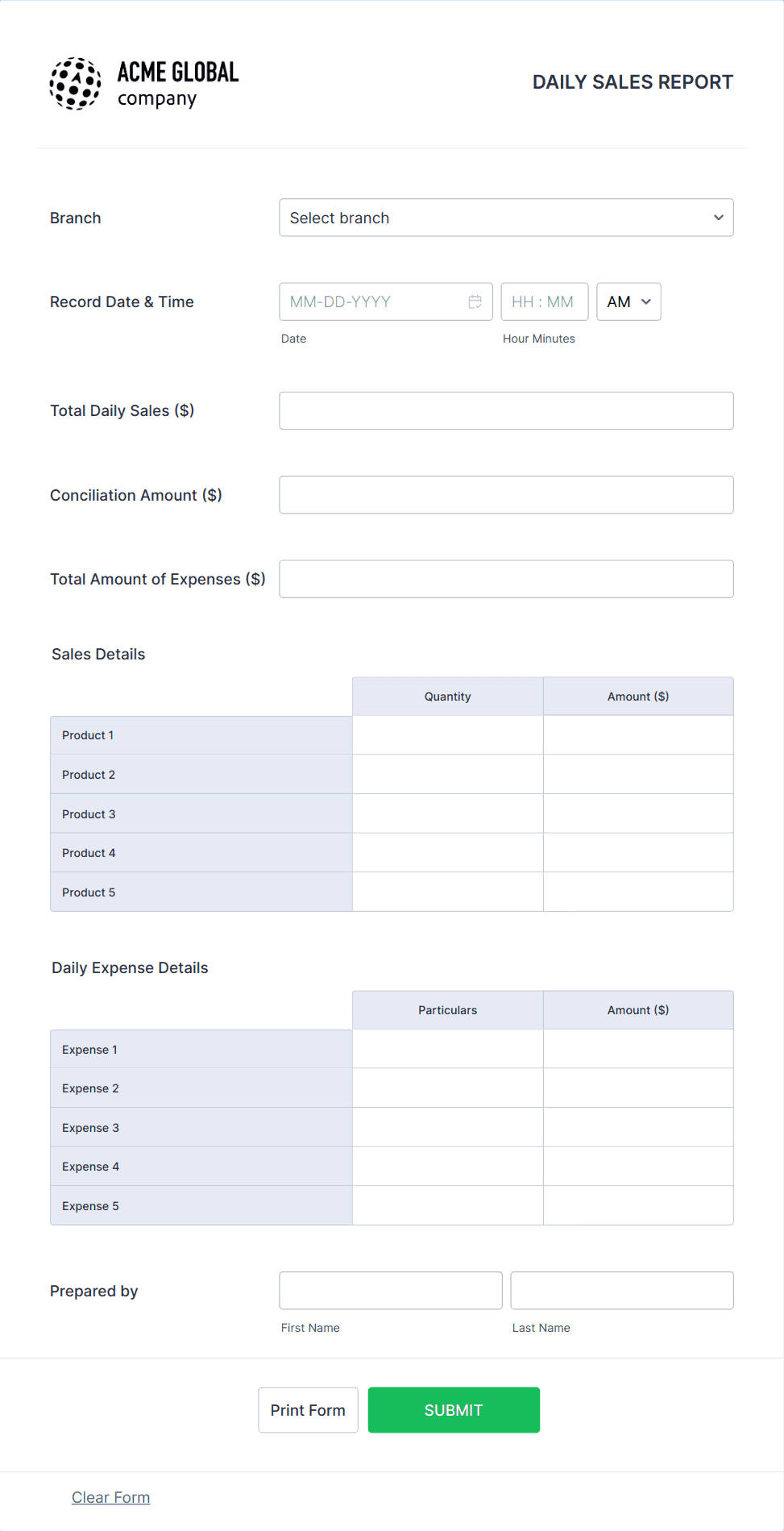 Daily Sales Report Form Template | Jotform daily-sales-report-form-template-jotform