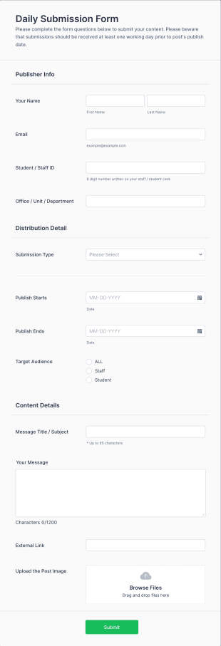 Daily Submission Form Template