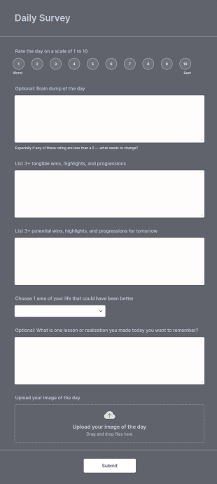 Daily Survey Form Template