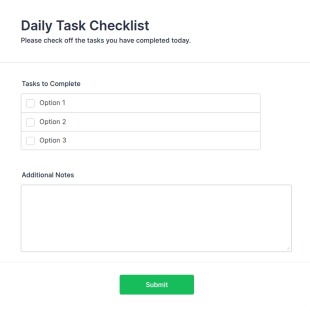 Daily Task Checklist Form Template