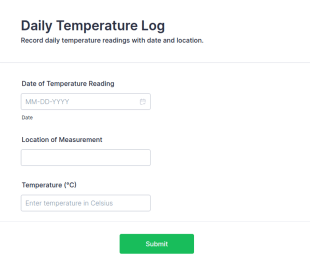 Daily Temperature Log Form Template
