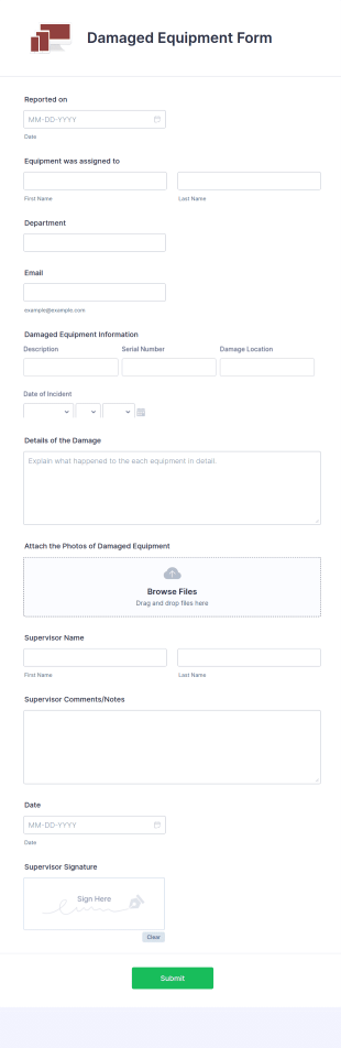 Damaged Equipment Form Template