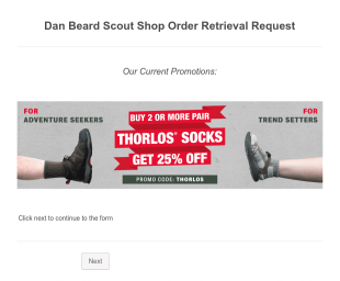 Dan Beard Scout Shop Order Retrieval Request Form Template
