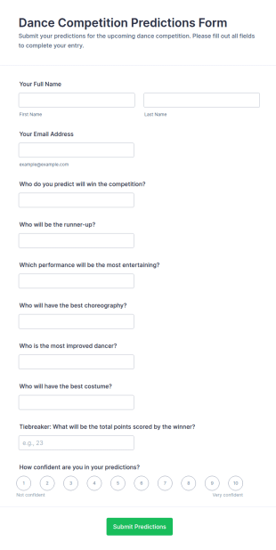 Dance Competition Predictions Form Template