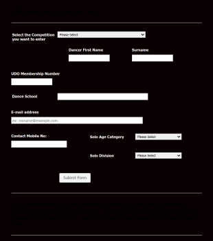 Dance Competition Registration Form UDO Form Template