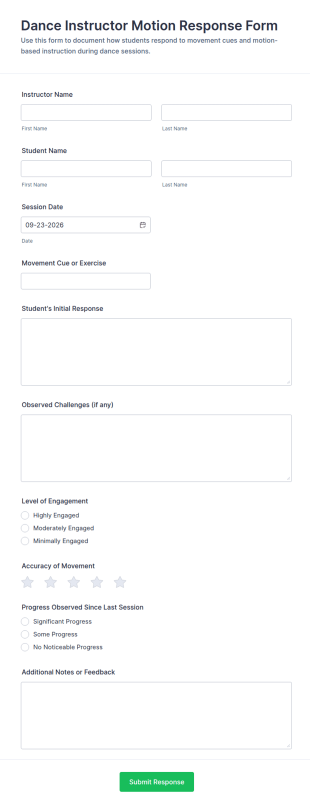 Dance Instructor Motion Response Form Template