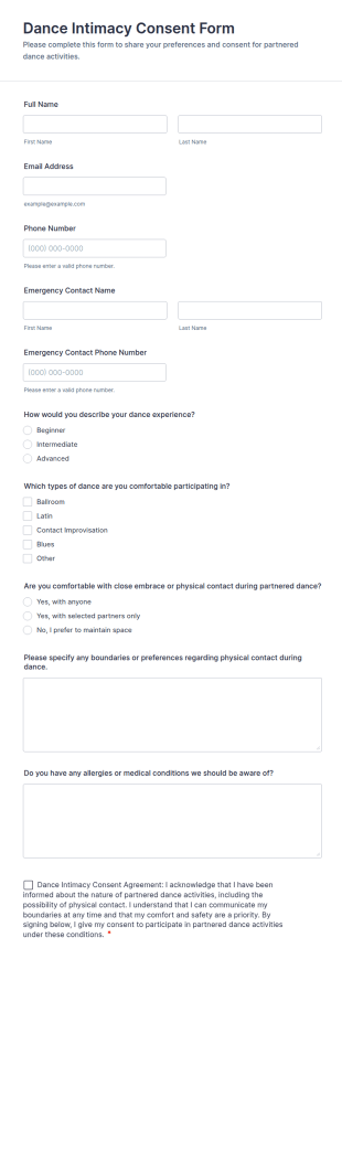 Dance Intimacy Consent Form Template