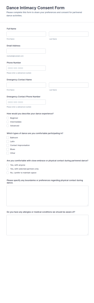 Dance Intimacy Consent Form Template