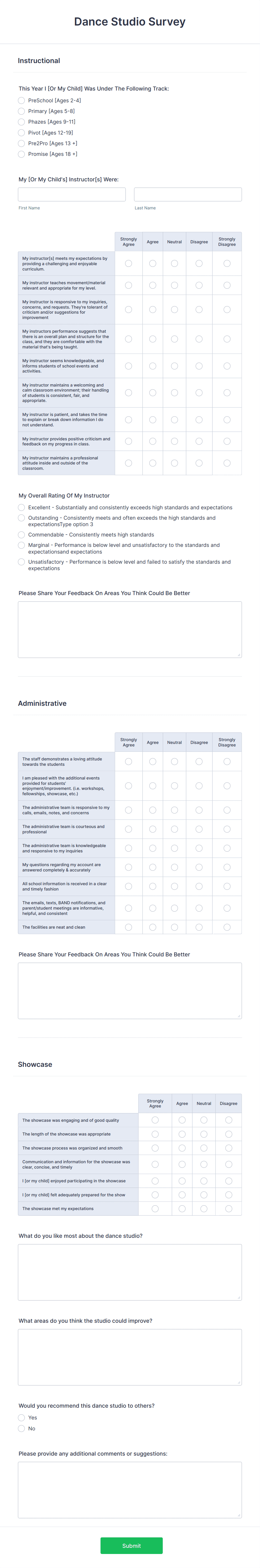 Dance Studio Survey Form Template | Jotform