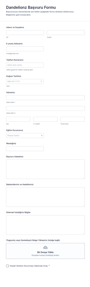 Dandelionz Başvuru Form Şablonu