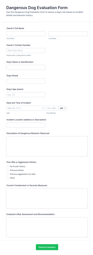 Dangerous Dog Evaluation Form Template