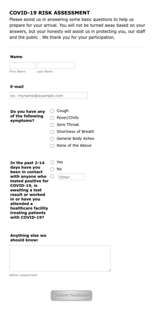 Dangerous Goods Management COVID 19 RISK ASSESSMENT Form Template