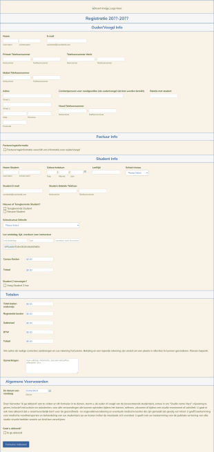 Dans Studio Inschrijfformulier Form Template