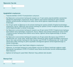 Dans Stüdyosu COVID 19 Yayın Form Şablonu