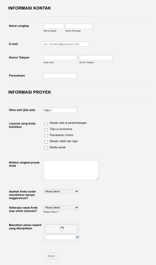 Dapatkan Penawaran Desain Web Form Template