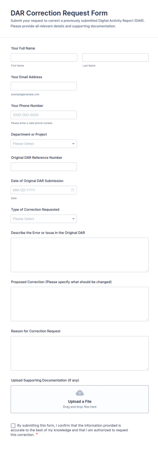 DAR Correction Request Form Template