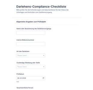 Darlehens Compliance Checkliste