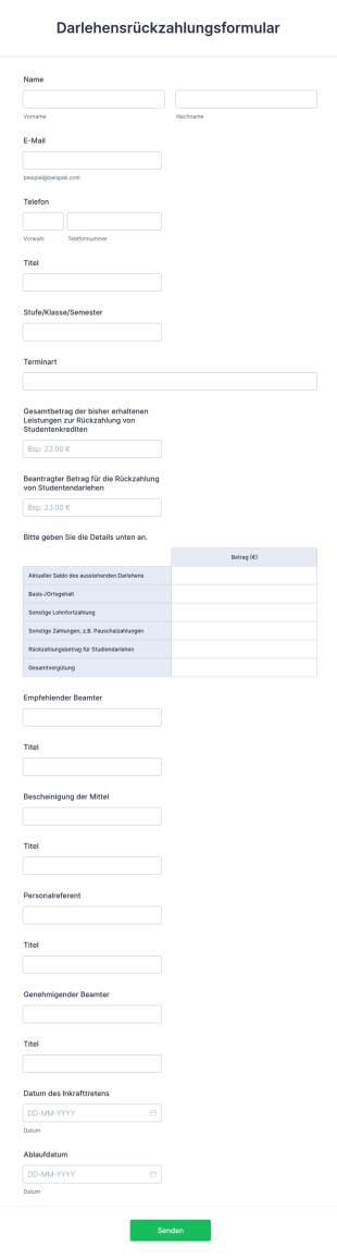 Darlehensrückzahlungsformular
