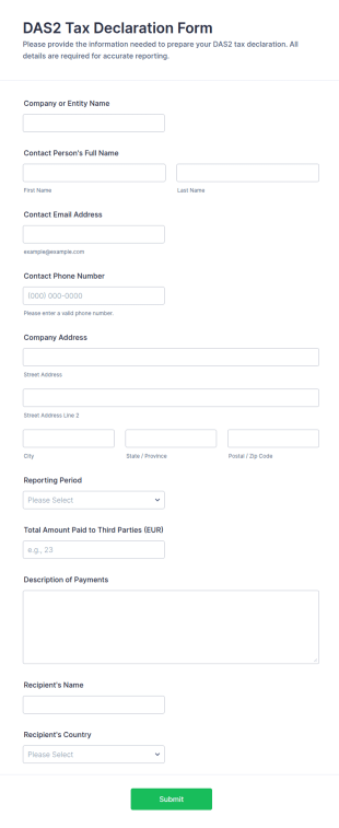 DAS2 Tax Declaration Form Template