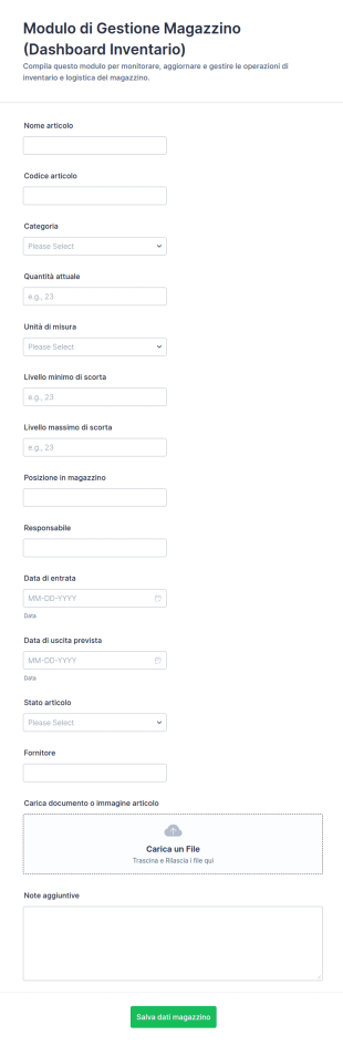 Dashboard Di Magazzino