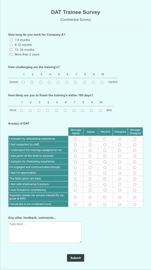 DAT Trainee Survey Form Template