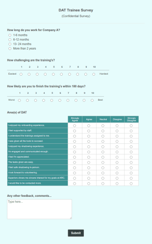 DAT Trainee Survey Form Template