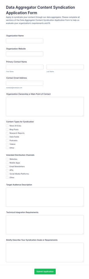 Data Aggregator Content Syndication Application Form Template