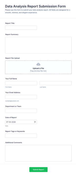 Data Analysis Report Submission Form Template