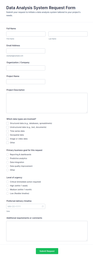 Data Analysis System Request Form Template