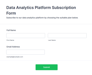 Data Analytics Platform Subscription Form Template