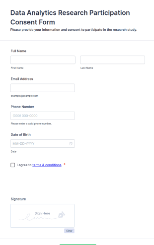 Data Analytics Research Participation Consent Form Template