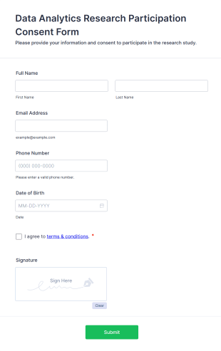 Data Analytics Research Participation Consent Form Template