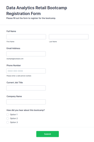 Data Analytics Retail Bootcamp Registration Form Template